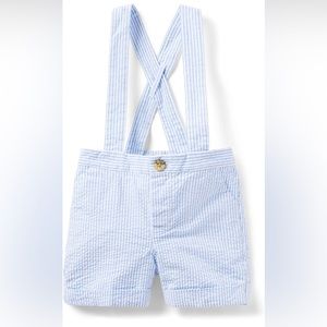 Janie and Jack Baby Boy's Seersucker Suspender Shorts (Infant) Blue 18-24 Months